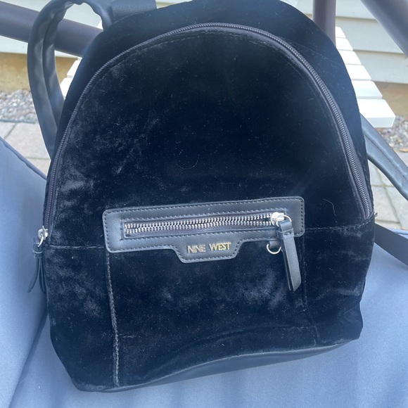 Nine West Black Velvet Backpack - Picture 1 of 5